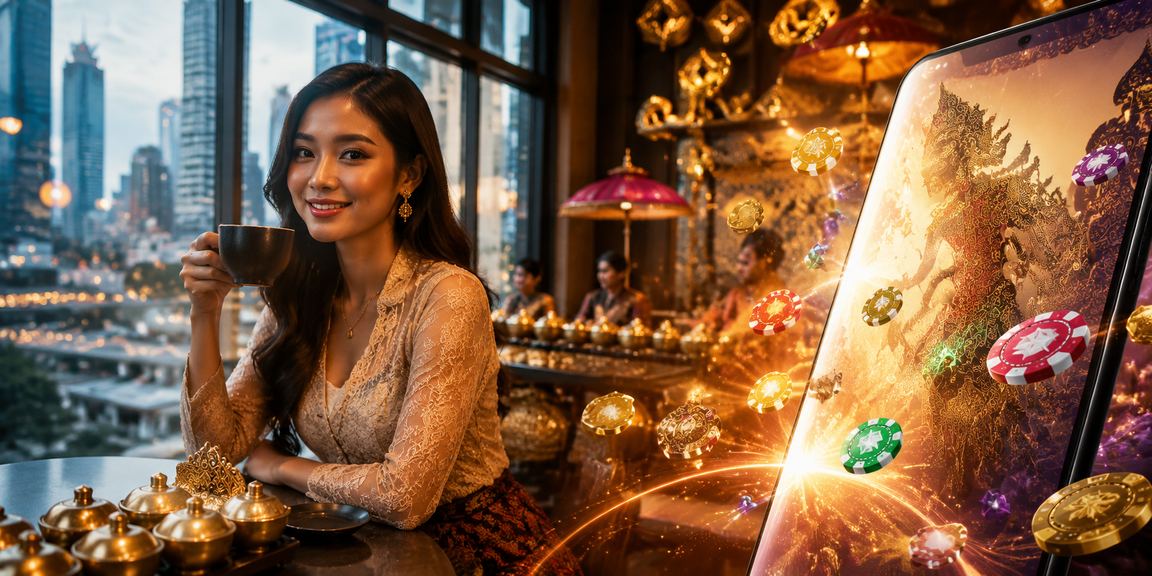 Pengguna mengakses aplikasi kasino mobile sambil menikmati kopi di kafe Vietnam